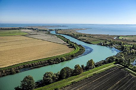 Aereal view of laguna di Marano